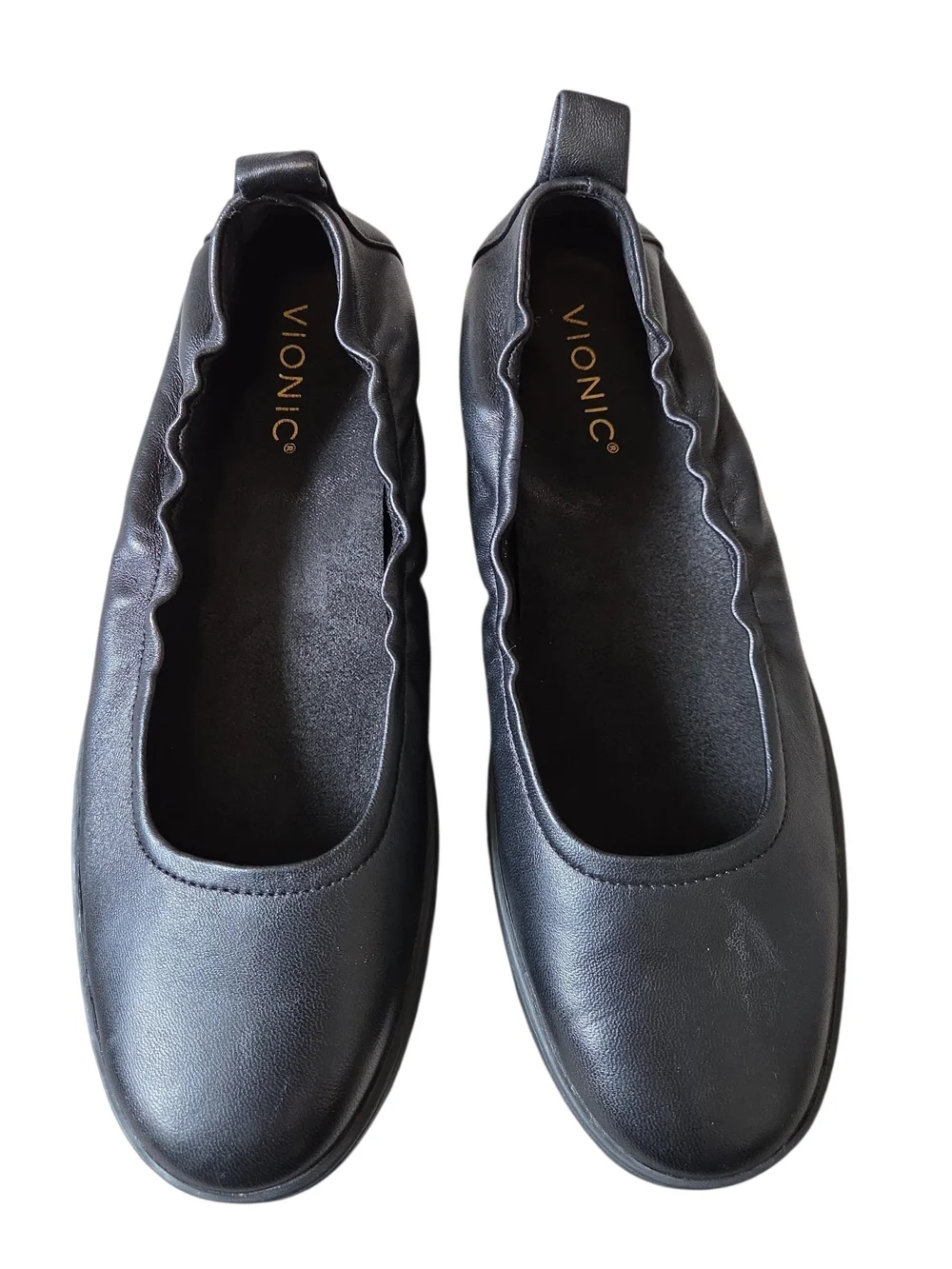 Vionic Uptown Ballet Black Slip On Leather Shoes 9 - Picture 4 of 10